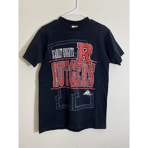 Vintage 90s Rutgers University Single Stitched Graphic T Shirt Apex One M Black